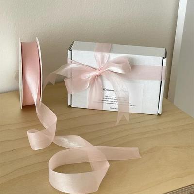 Krásné průsvitné šifonové stuhy o šířce 2,5 cm DIY ruční práce Bowknot Festival Dárková krabička Stuhy na balení