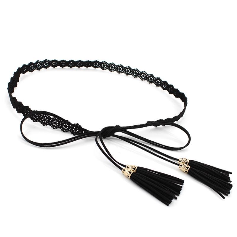 Women'S Ethnic Style Skirt Decorative Belt Women'S Hollow Fringed Knotted Strap Fine Waist Chain Belt