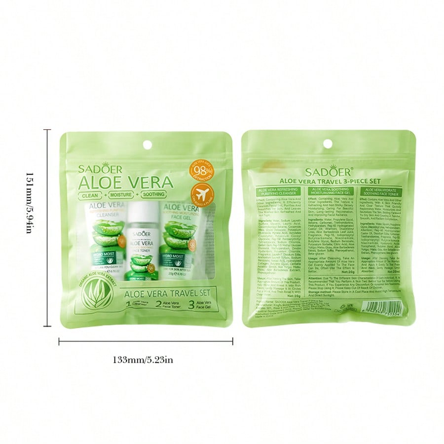 Christmas And Valentine's Day Gifts, 3PCS/Box Aloe Vera Travel Three Pieces Set, Facial Cleanser, Al