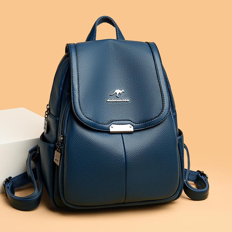 Classic women's high-quality plutonium leather female travel backpack large-capacity fashion travel backpack