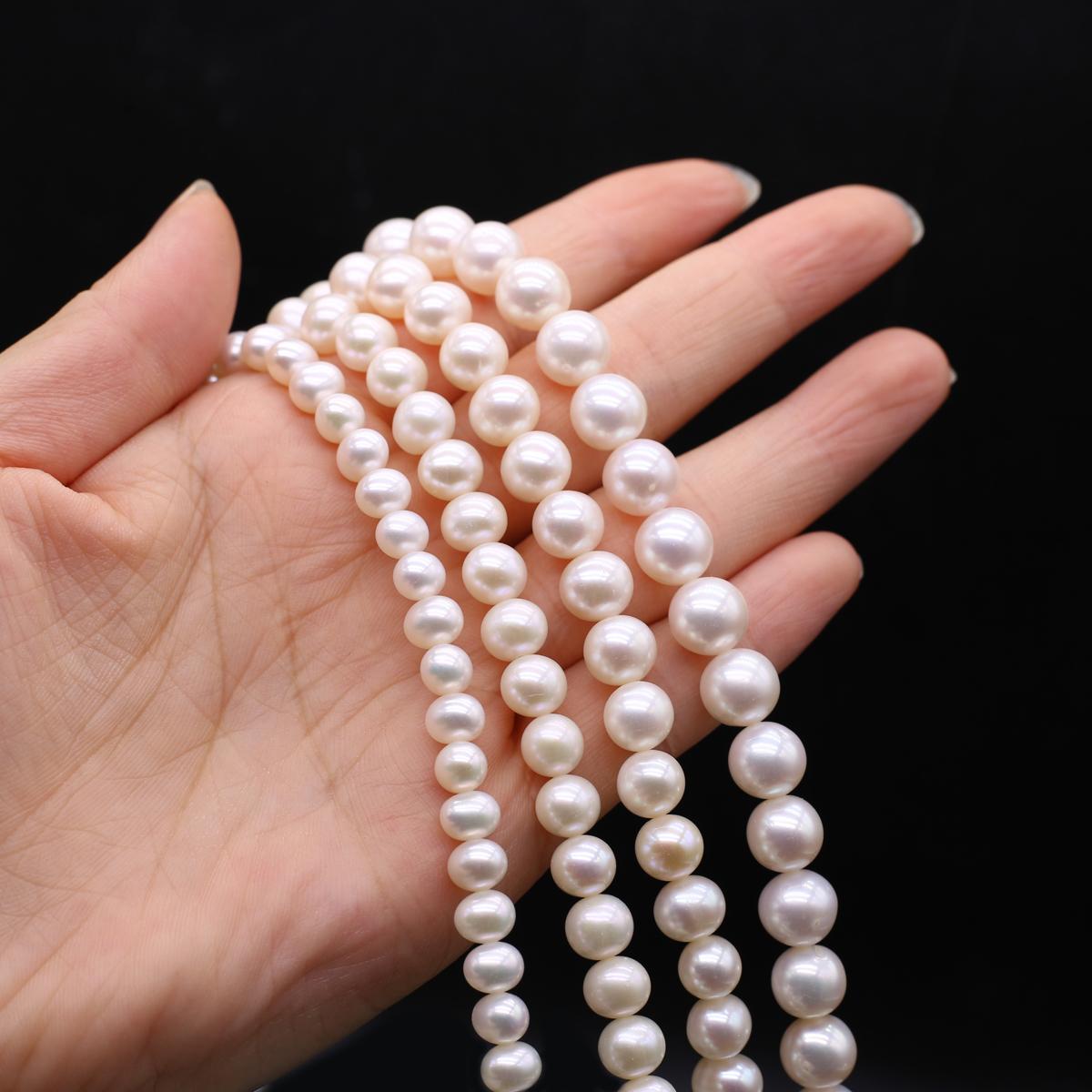 

1 нить модные белые натуральные пресноводные жемчужные бусины для самостоятельного изготовления на день рождения романтическая любовь свадьба подарок, изготовление украшений на Рождество и День благодарения 36 см 1String/8-9mm белый