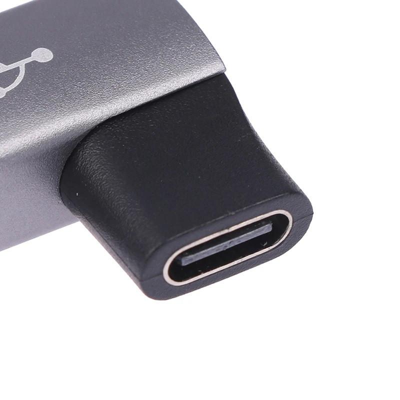 Переходник Адаптер SUNROZ угловой USB Type-C Female - USB Type B Male Grey, металл (A48624)