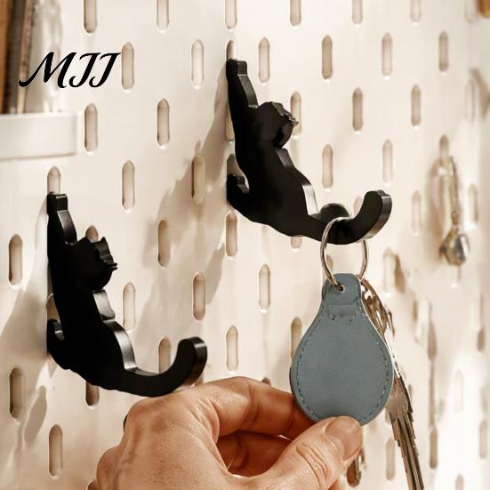 Space Saving Wall Hooks 4PCS Cat Shaped Hangers for Pegboard, Organizer Decorative Storage Easy Install Pegboard Hooks, Stable PLA Structure