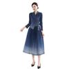 Miyake Elegant Plus Size Pleated Dress with Suit Collar