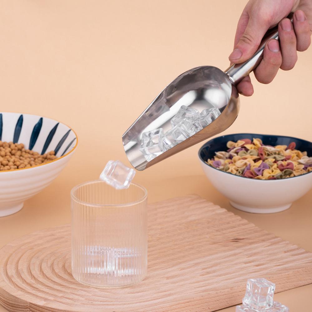 Ice Making Machine, Kitchen Ice Scoop Stainless Steel Silver Flat Bottomed Shovel, Versatile Shovel For Grains And Miscellaneous