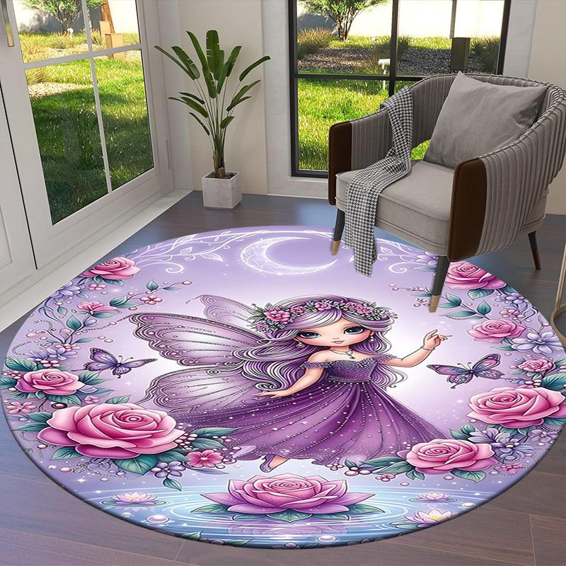 1PC Fairy Non-Slip Floor Round carpet, Office, family, bedroom, Large Area Rug Indoor Rugs,  Durable PolyesterH0334