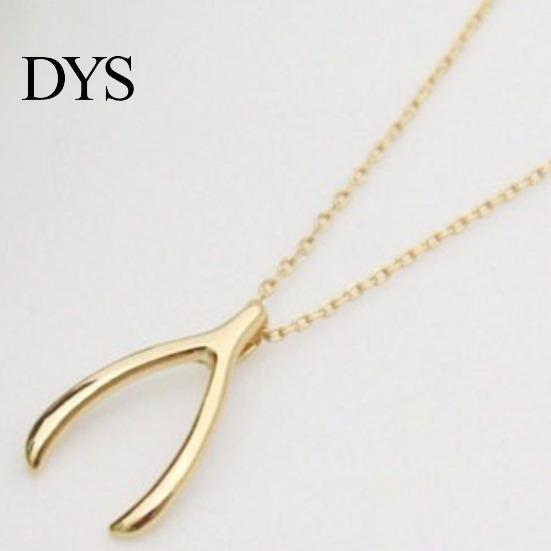 Magical Wishbone Pendant Necklace Good Luck Charm Clavicle Chain Jewelry Gift