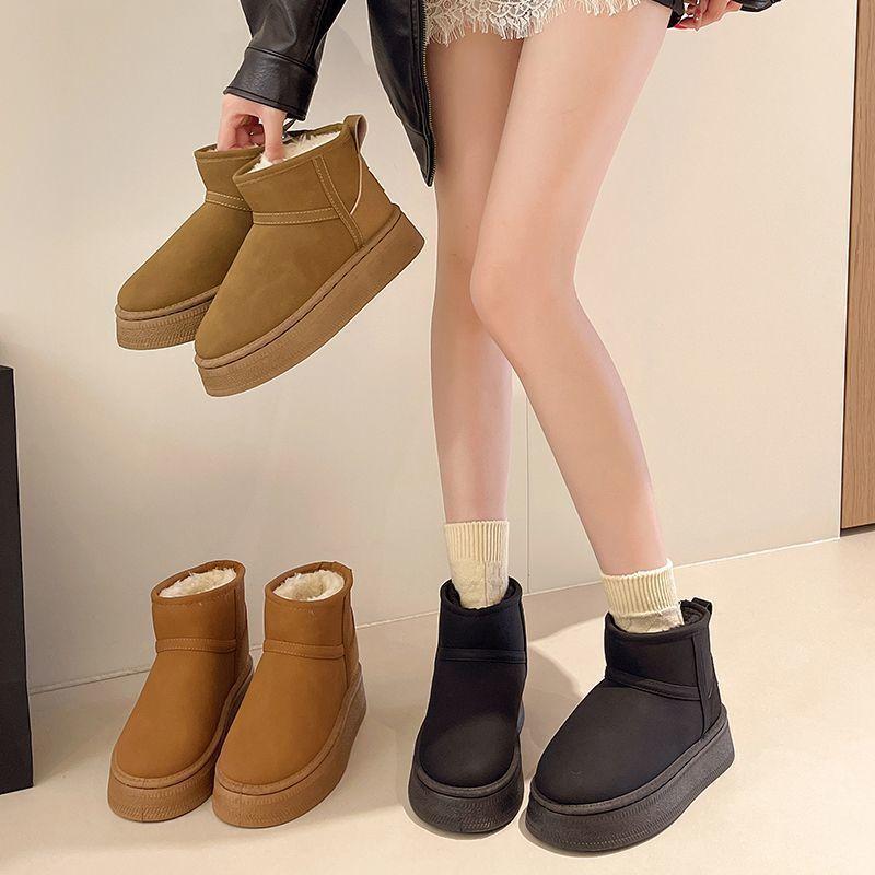 Thick-soled Warm Snow Boots Women's 2025 Winter New Piled Thickened Cotton Boots Fashionable Versatile Casual Bread Cotton Shoes
