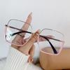 Vintage Anti Blue Light Glasses for Women Fashion Large Frame Metal Eyewear No Degree Glasses Frame Computer Goggles
