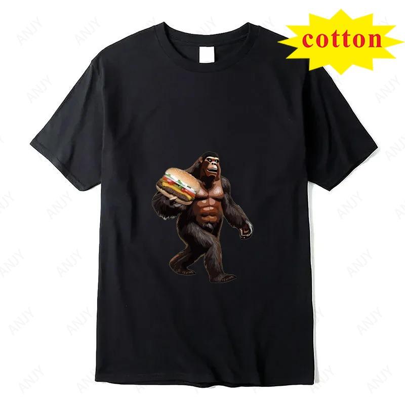 Sasquatch Fun Print Casual Street Wear Trend Retro Hip Hop Summer Unisex Unisex Universal Crew Neck Short Sleeve Tshirts