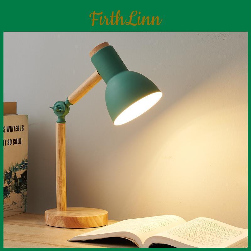 Table Creative Lamp Nordic Wooden Art Led Turn Head Simple Bedside Desk Lighteye Protection Readingbedroom Study Lamp