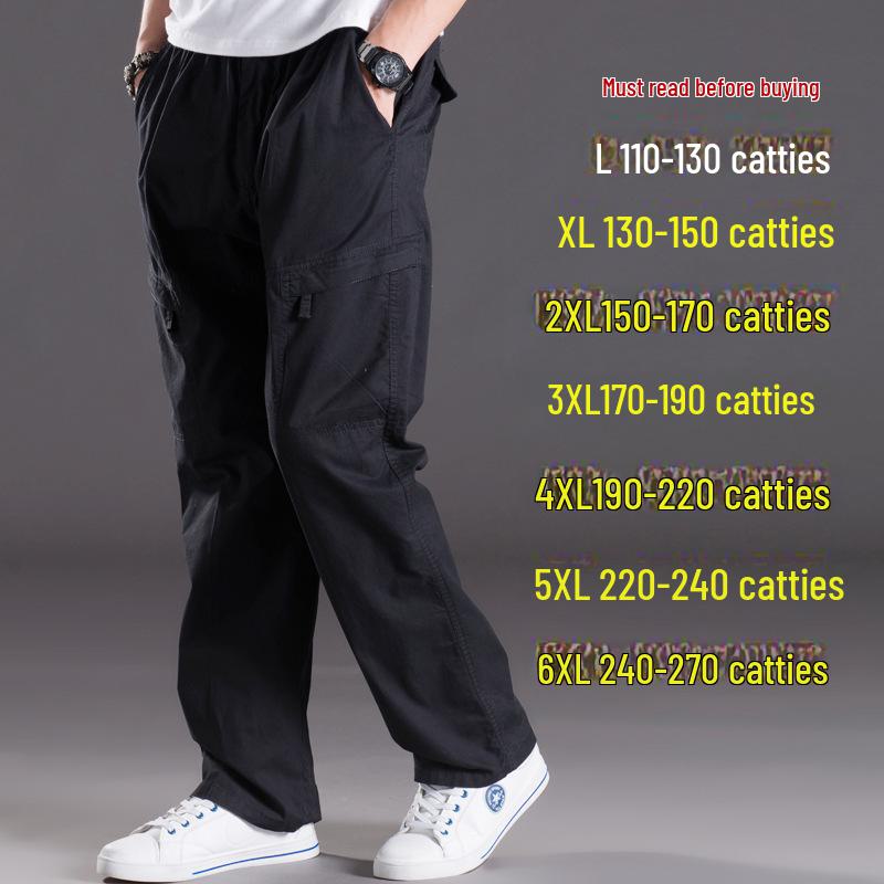 Men's Summer Workwear Casual Washed Cotton Pants, Multi-Pocket, Plus Size M-6XL