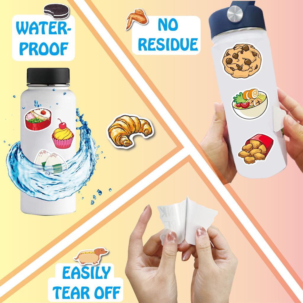 100Pcs Cute Cartoon Food Stickers for Luggage Laptop Skateboard Book Notebook DIY Crafts Fashion Vinyl Decals