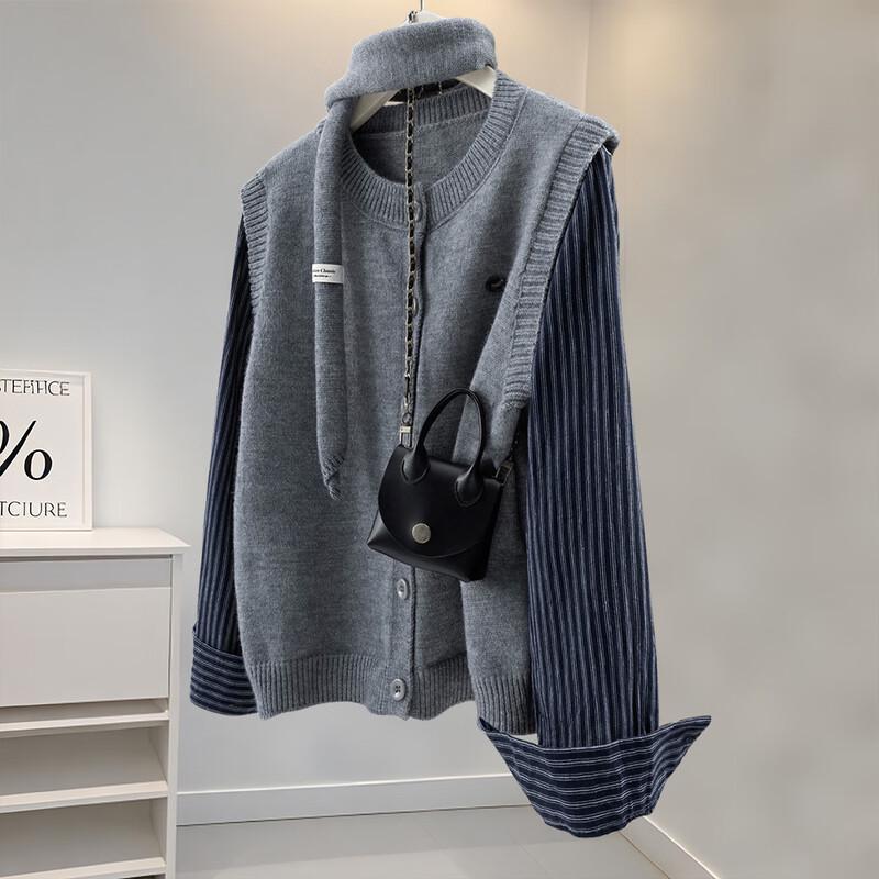 

Women s Color-Block Knit Cardigan One Size