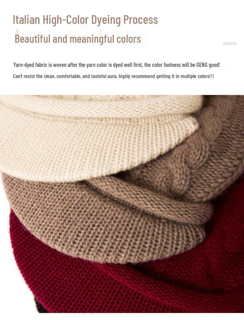 European and American 100% Pure Cashmere Knit Slouchy Hat - Warm & Versatile for Autumn and Winter