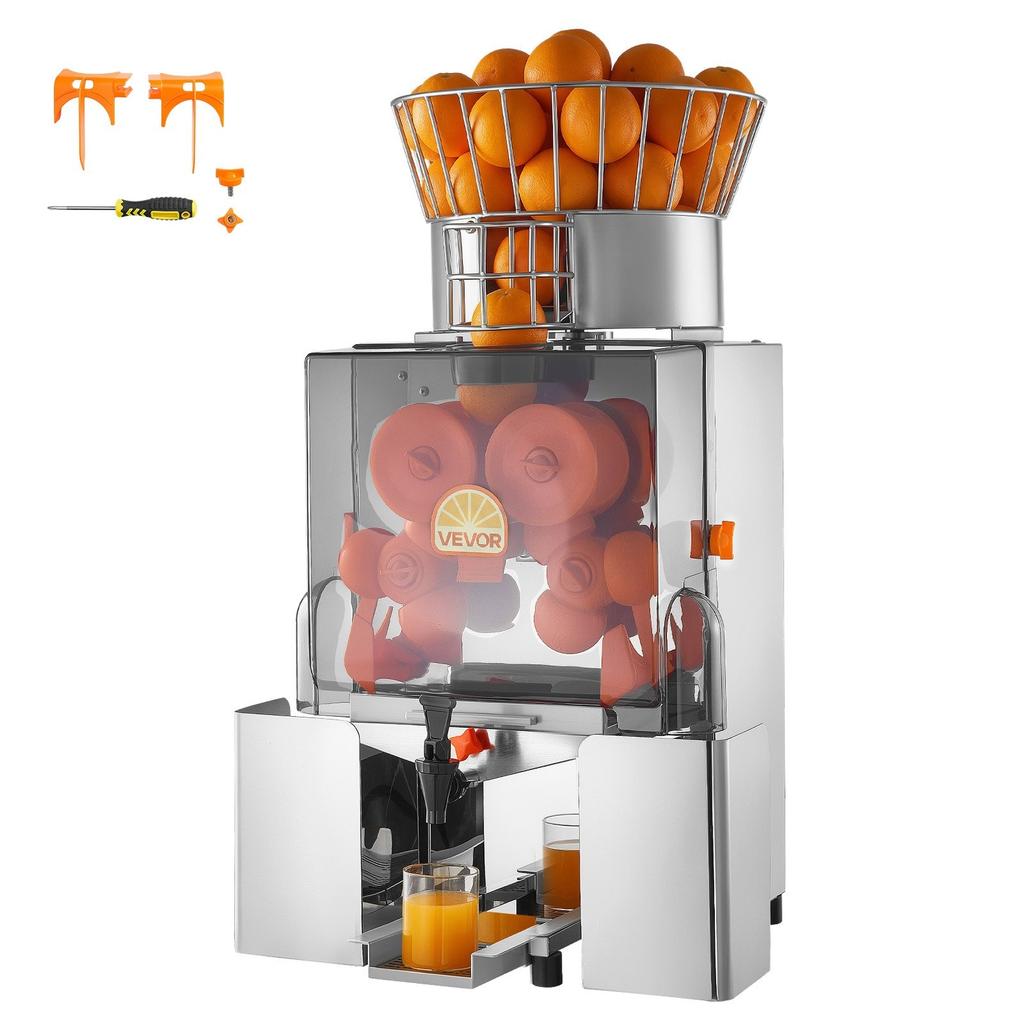 Commercial Orange Juicer Machine, 120W Electric Automatic Orange Squeezer, Lemon Citrus Pomegranates Extractor for 20 per Minute, Stainless Steel,