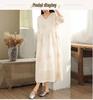 Elegant French Fairy Dress - Women's Heavy Embroidery Ramie Long White Dress