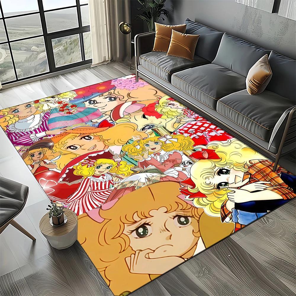 2025 Neuer Stil Süßigkeit Süße Mädchen Cartoon Anime Teppich für Wohnzimmer Schlafzimmer Dekoration, Rutschfeste Dekoration für Sofa Fußmatte Kinder