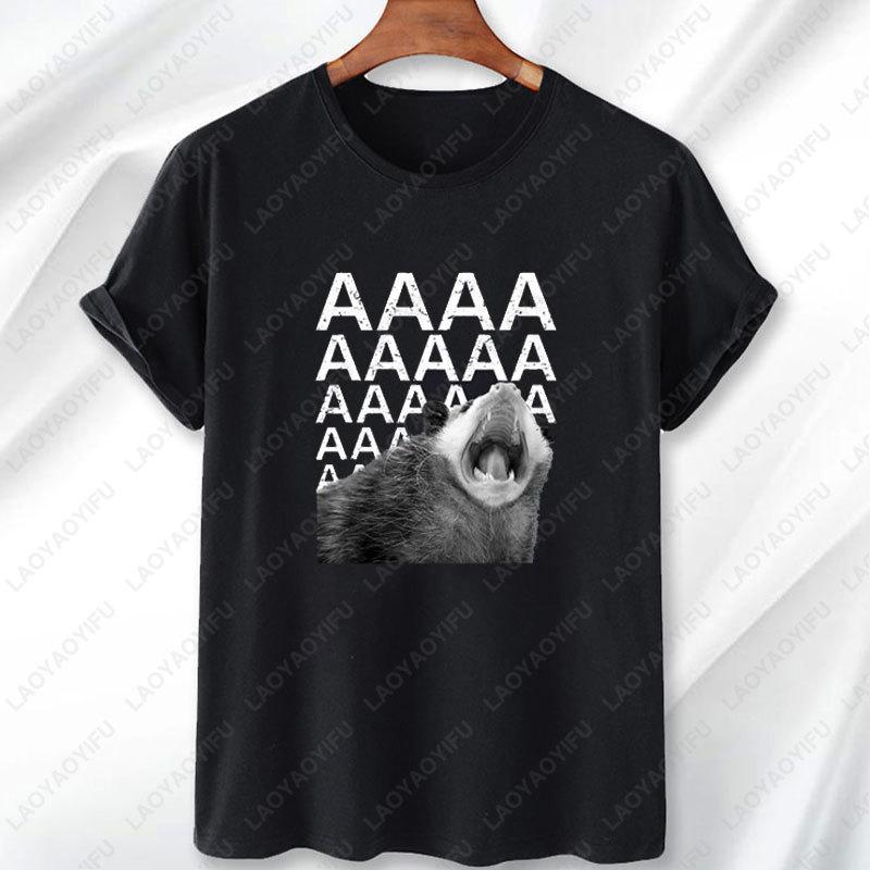 Křičící vačice Aaaa Roztomilá Vtipná Vačice Dank Meme Vintage Tričko z Modalové Tkaniny Jedinečné Potisky Topů Pánské Dámské Ležérní Cool Trička