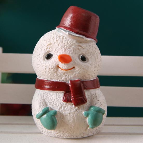 Yousheng Christmas Miniature Figurines Mini Resin Santa Claus/Snowman/Tree/Bear/Rabbit Figurine 3D Cute Christmas Statue for Home Desk Decor Dollhouse