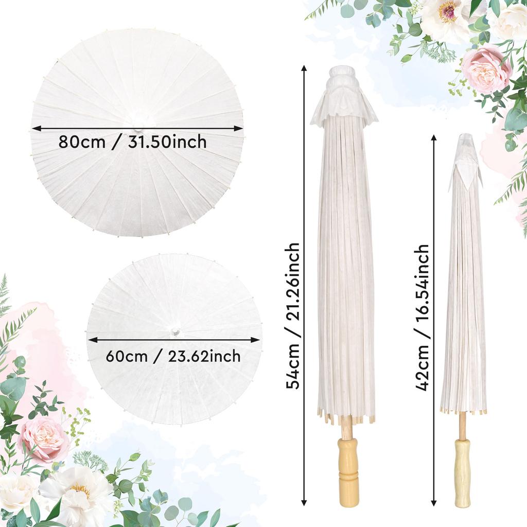3pcs/6pcsDIY White Paper Umbrella Wedding Photo Role Play Prop Pre-Christmas Party Beach 60 Cm 80 Cm