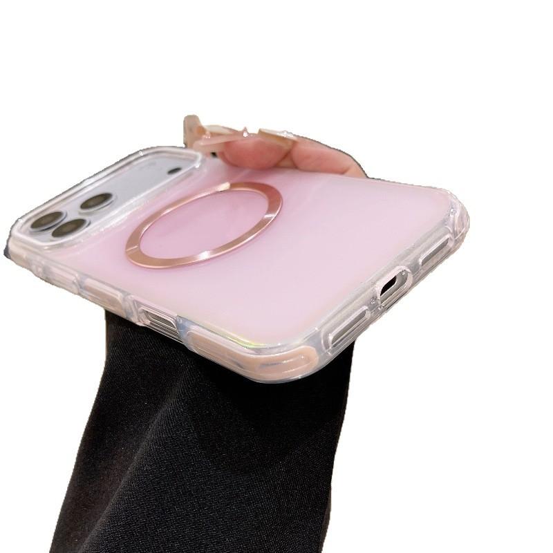 17 Applicable to Apple 16pm round edge colorful oil drip ring magnetic suction 15 mobile phone case iPhone14 anti-drop 13 protective case
