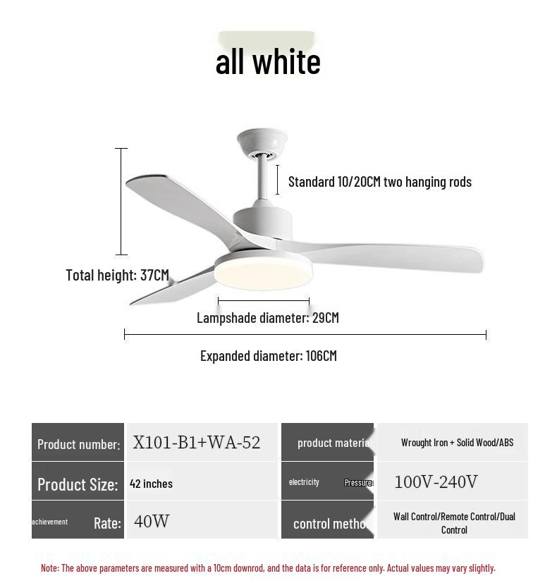 Nordic Retro Solid Wood Ceiling Fan with Light
