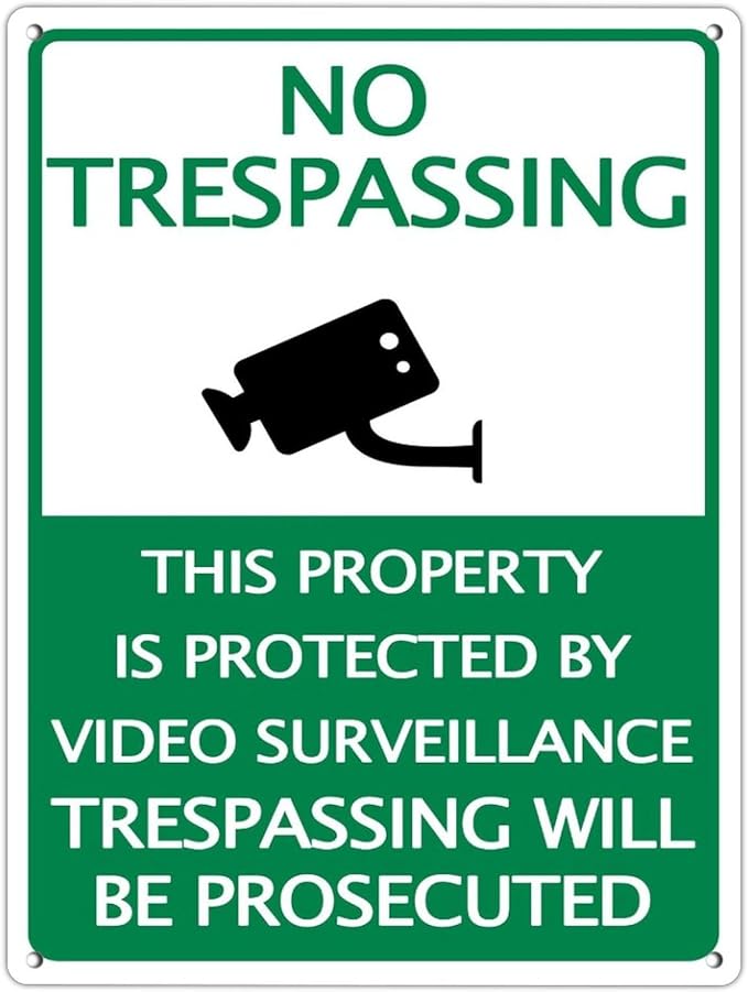 HD Metal Tin Sign Vintage Warning  No Trespassing Wall Decor Retro 24 Hour Video Surveillance Biohazard Funny Sign for Home Bus