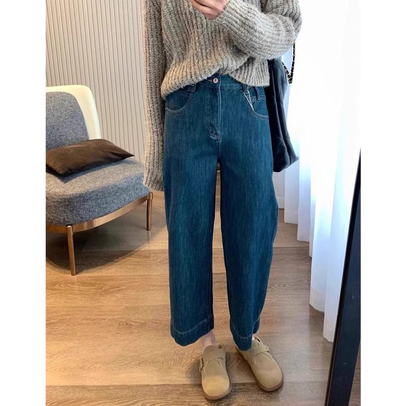 

Women s Plus Size High-Waisted White Cropped Jeans - Slimming, Loose Fit for Spring/Autumn M (90-100 jin)
