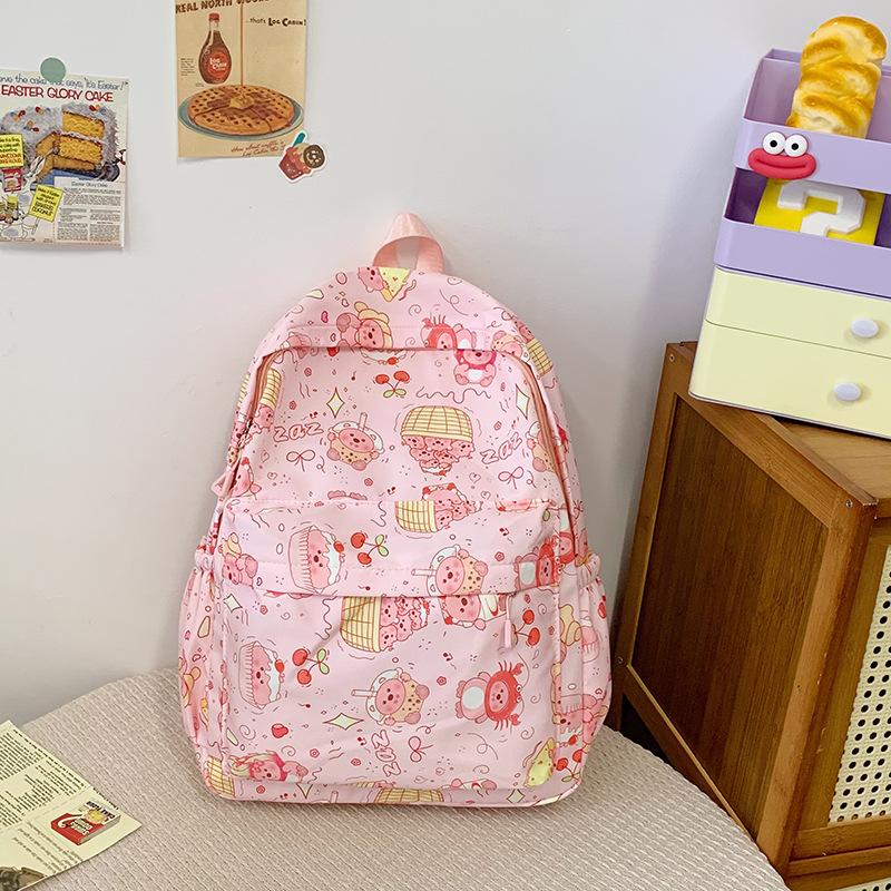Cartoon Printed Backpack Female Junior High School High School Student Elementary School Bag Cute Girl Backpack