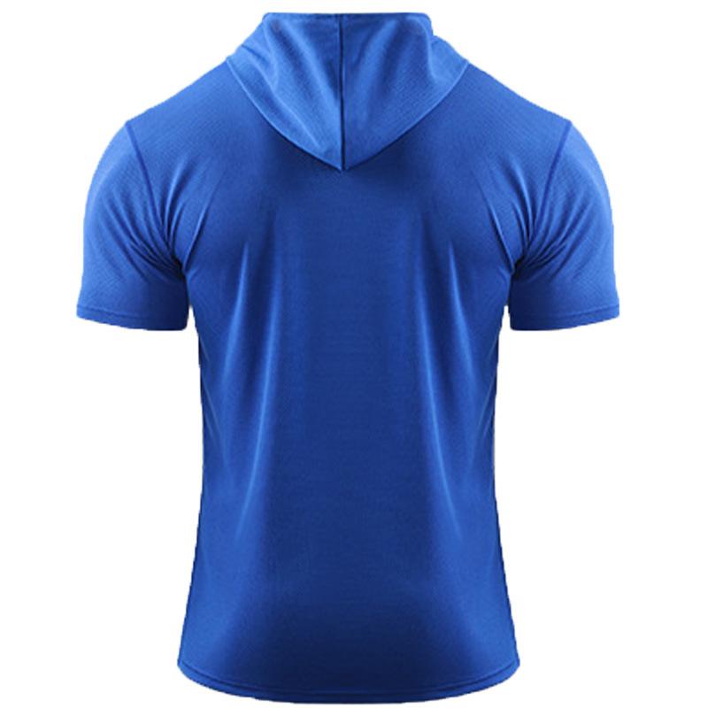 Men Tops Short Sleeve Hooded Solid T Shirt