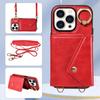 For iPhone 15 Series.for iPhone 15,15 Plus,15 Pro,15 Pro Max Shoulder Strap Rope Ring Bracket Design Card Holder Slots Lichee Pattern Cover Phone Case
