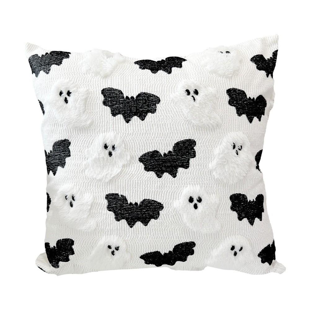 Halloween Throw Pillow Cover Ghost Black Bat Cushion Covers Soft Stuffed Pillow Case  Holiday Decor