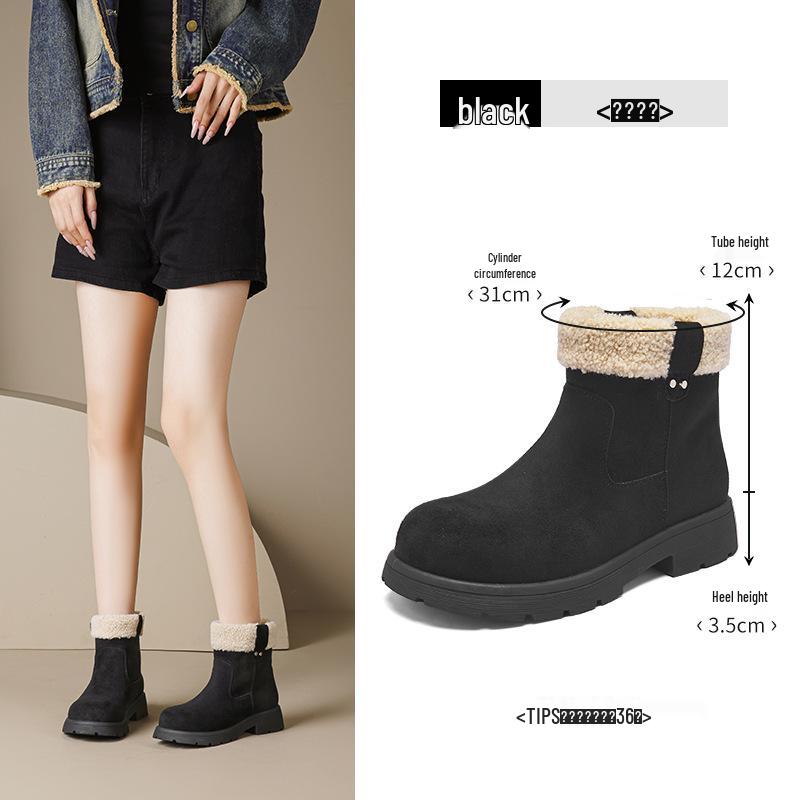 Women's 2025 Winter Fashion Snow Boots: Chunky Heel Ankle Boots with Thick Sole and Velvet Lining