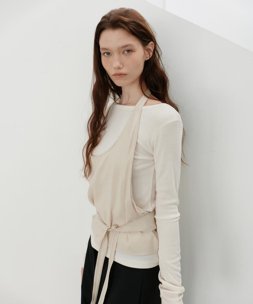 URAGO Back U-Neck Ribbed T-Shirt_3Colors