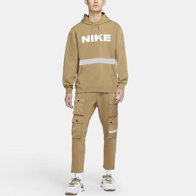 Nike Reflective-Trim Hooded Pullover Sweatshirt Men Tops Seaweed-Brown DB3748-303