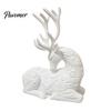Elegant Animal Figurines 3D Printed Deer Figurine, White Sitting Stag Sculpture with Antlers, Art Minimalist Christmas Tabletop Decor for Home Living