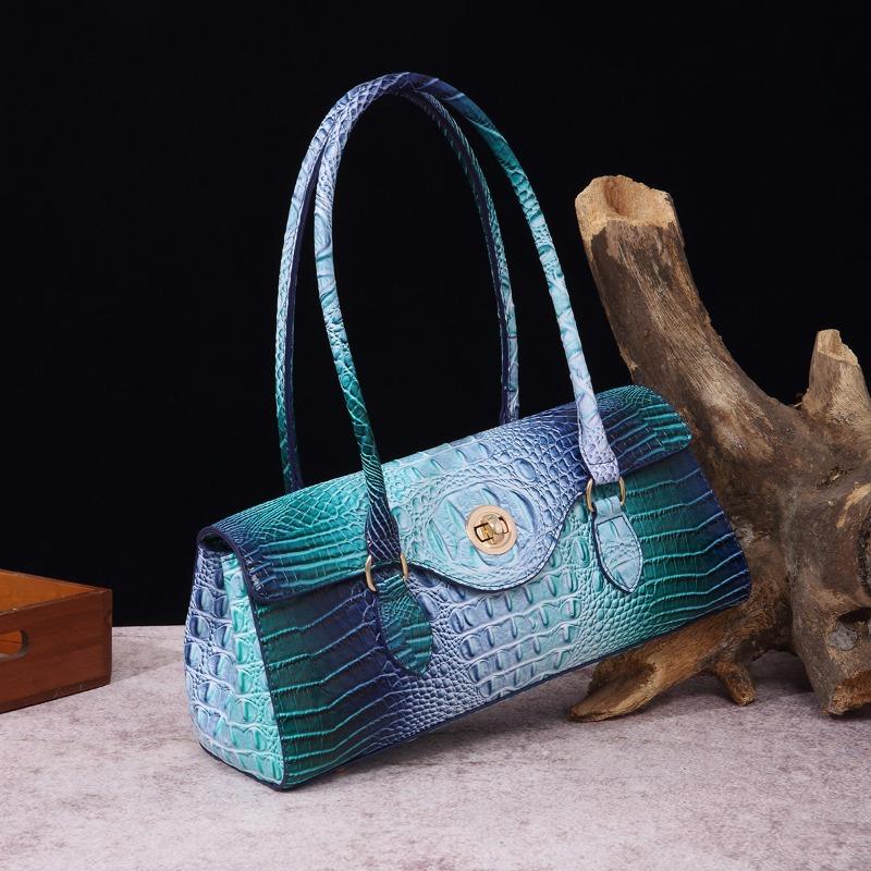 Handbag Shoulder Bag Vintage Tote Bag Underarm Bag Baguette Bag Alligator Print Bag for Women