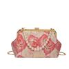 Chinese Cheongsam Style Women's Bag  Crossbody Shoulder Bag  Chain Beads  Embroidered Flower Pattern  New