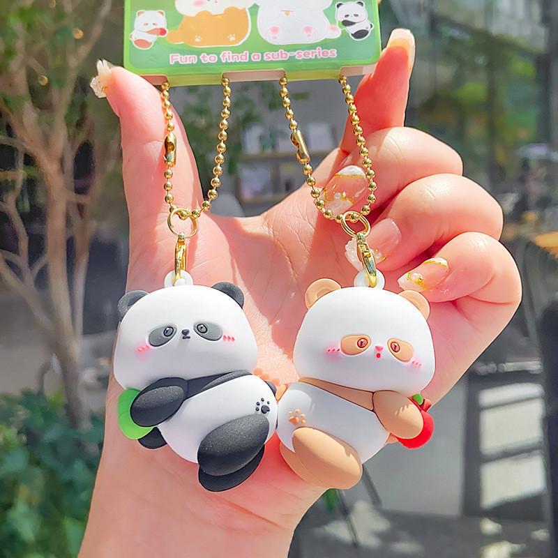 Raccoon Puppy Baking Cartoon Resin Magnetic Animal Pair Keychain Pendant