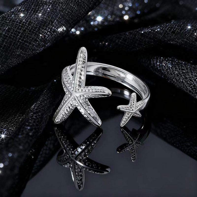 Diamantbesetztes Perlen-Liebes-Halsketten-Ringe-Set Ring Damen Kalter Wind Nische Literarisch Schwanzring