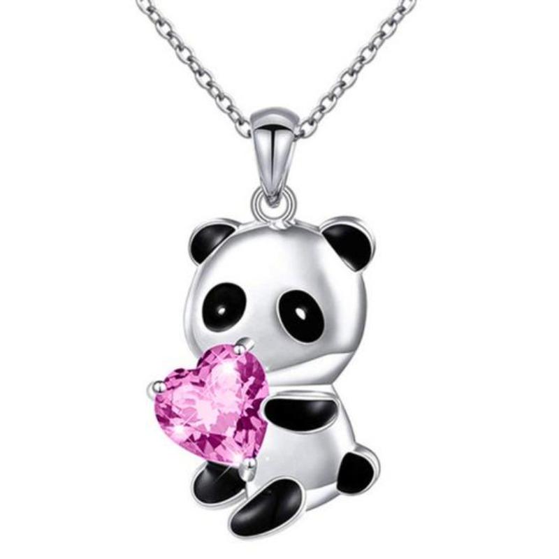 Nádherný náhrdelník s dlouhým řetízkem z korálků Panda s přívěskem pro ženy