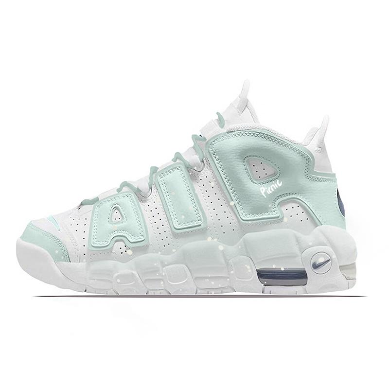 

Nike Air More Uptempo Milk Puff Spring Island Cushioning Mid top Vintage Basketball Shoes Women s White Green DH9719-100(Team1625-) 40