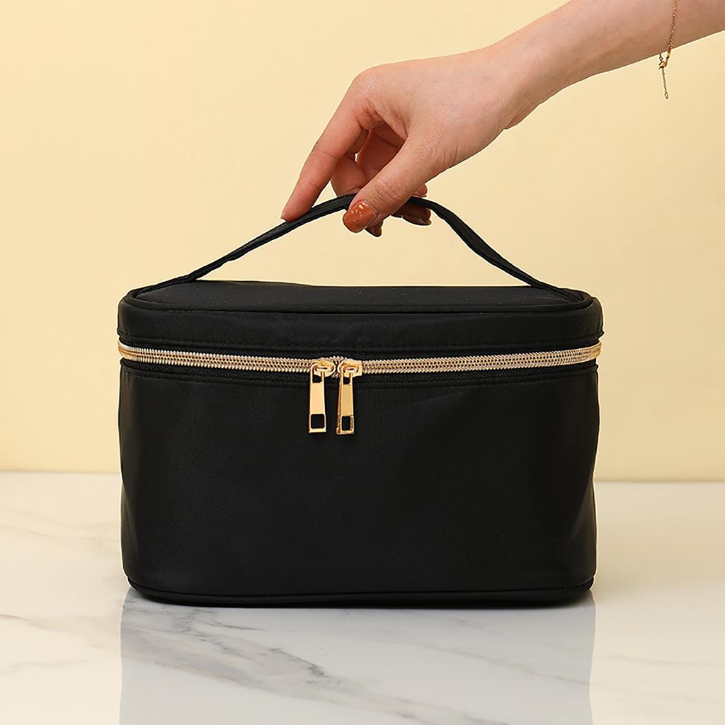 Makeup Storage Bag Zipper Closure Portable Toiletry Cosmetic Bag with Sturdy Handle for Travel Use