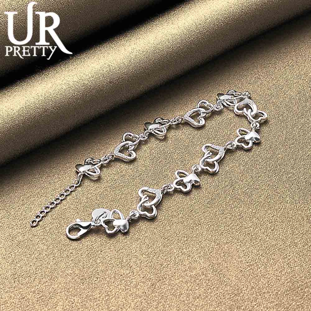 925 Sterling Silver Heart-shaped AAA Zircon Bracelet Fashionable Wedding Jewelry