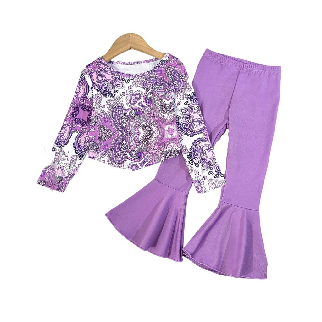 Kids Cartoon Casual Fashion Outfit Set Long Sleeve Top & Pants