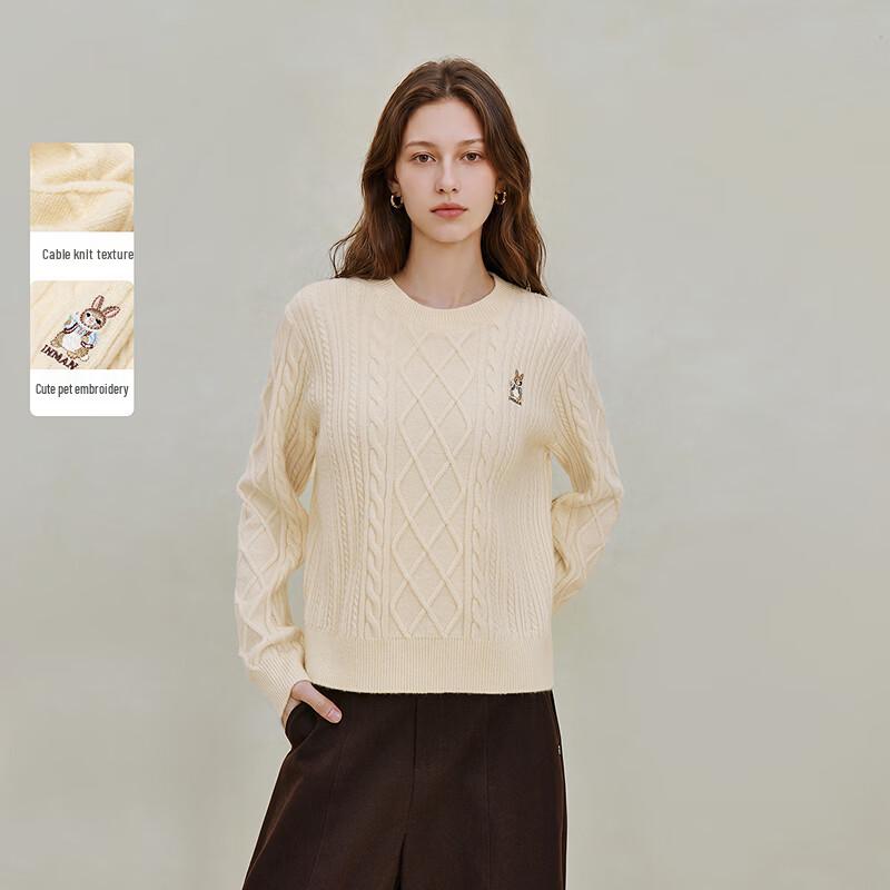 INMAN Women s Retro Twist Knit Crew Neck Sweater XL