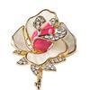 Brooch Pin Three-Dimensional Rose Shape Enamel Drip Technology Pin with Rhinestone Faux Pearl Inlay Suits Coats Dresses Badge