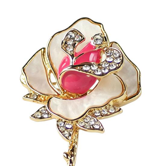 Brooch Pin Three-Dimensional Rose Shape Enamel Drip Technology Pin with Rhinestone Faux Pearl Inlay Suits Coats Dresses Badge