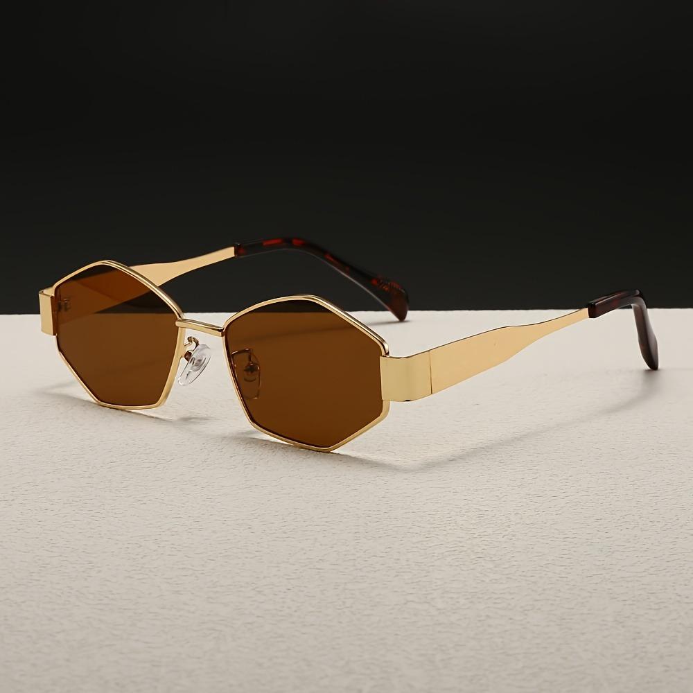 

Women s Retro Rhombus Punk Hip-Hop Metal Frame Fashion Glasses Irregular Polygon Shape Stylish Eyewear Sturdy Eyewear